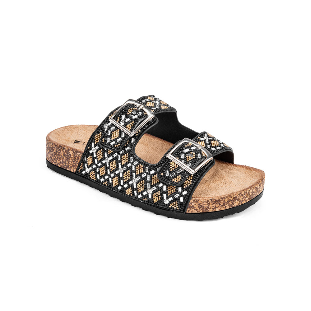 Sandalias Via Uno Negro Z5239, Mujer