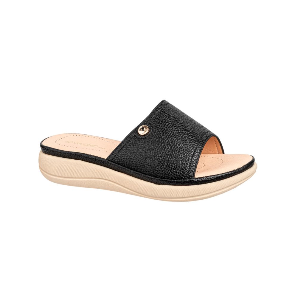 Sandalias Via Uno Black Z5776, Mujer