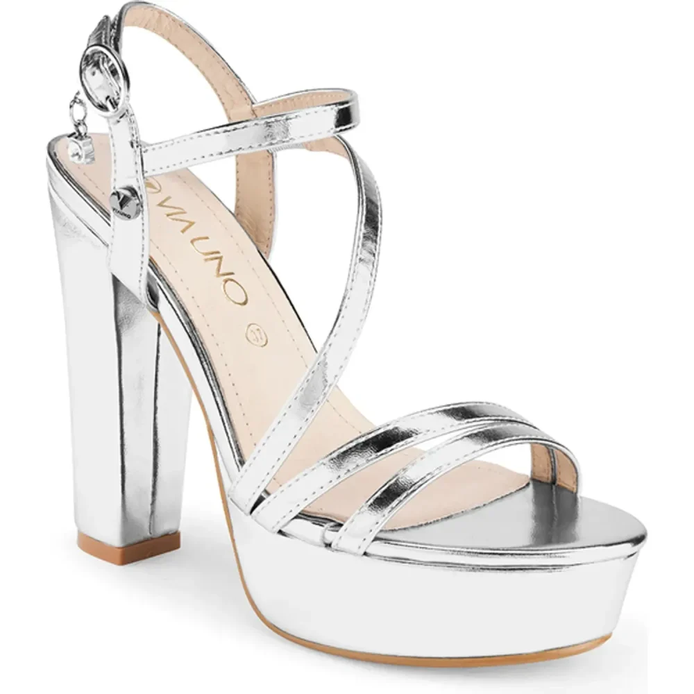 Sandalias Via Uno Silver Z5790, Mujer