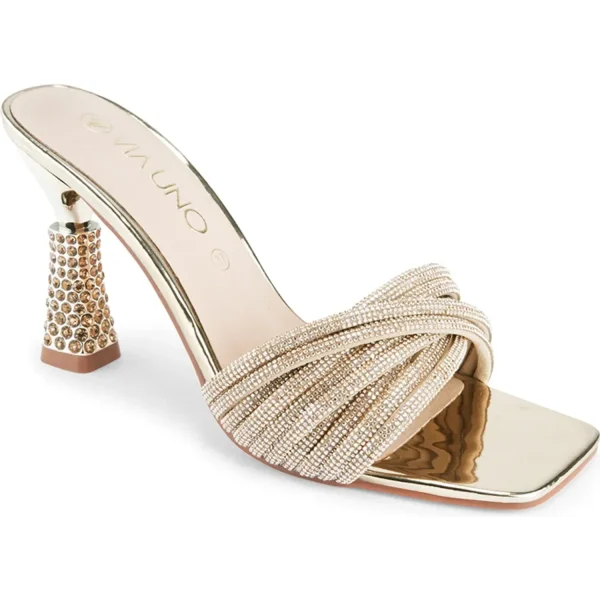 Sandalias Via Uno Gold Z5779, Mujer