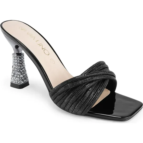 Sandalias Via Uno Black Z5780, Mujer